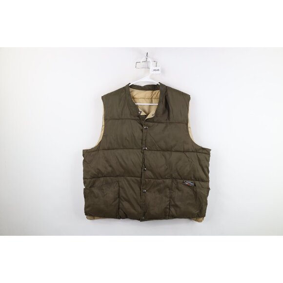 Vintage 60s 70s RedHead Mens XL Reversible Down Insulated Puffer Vest Jacket USA - Picture 1 of 16